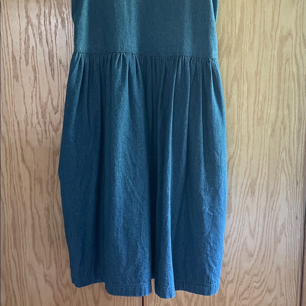 Beaton Linen Gather Dress in denim - Picture 8 of 8